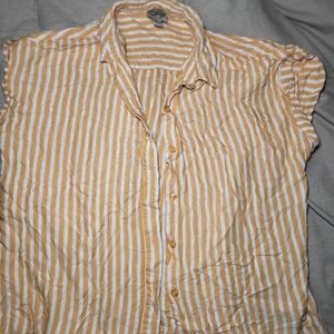 Como Vintage Mustard and White Striped Button Down Shirt